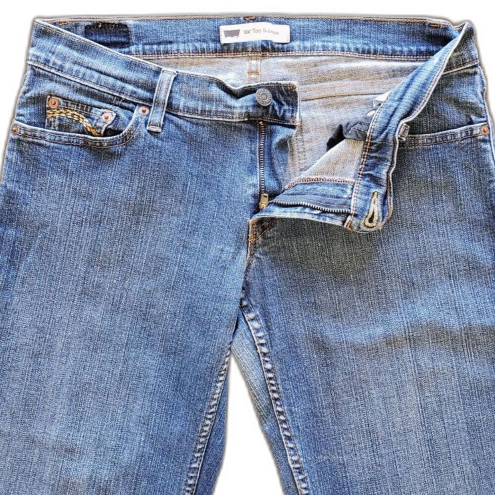 Levi's 524 Superlow Jeans Embroidered Pockets Blue Wash Size 11 Y2K Denim - Picture 9 of 9